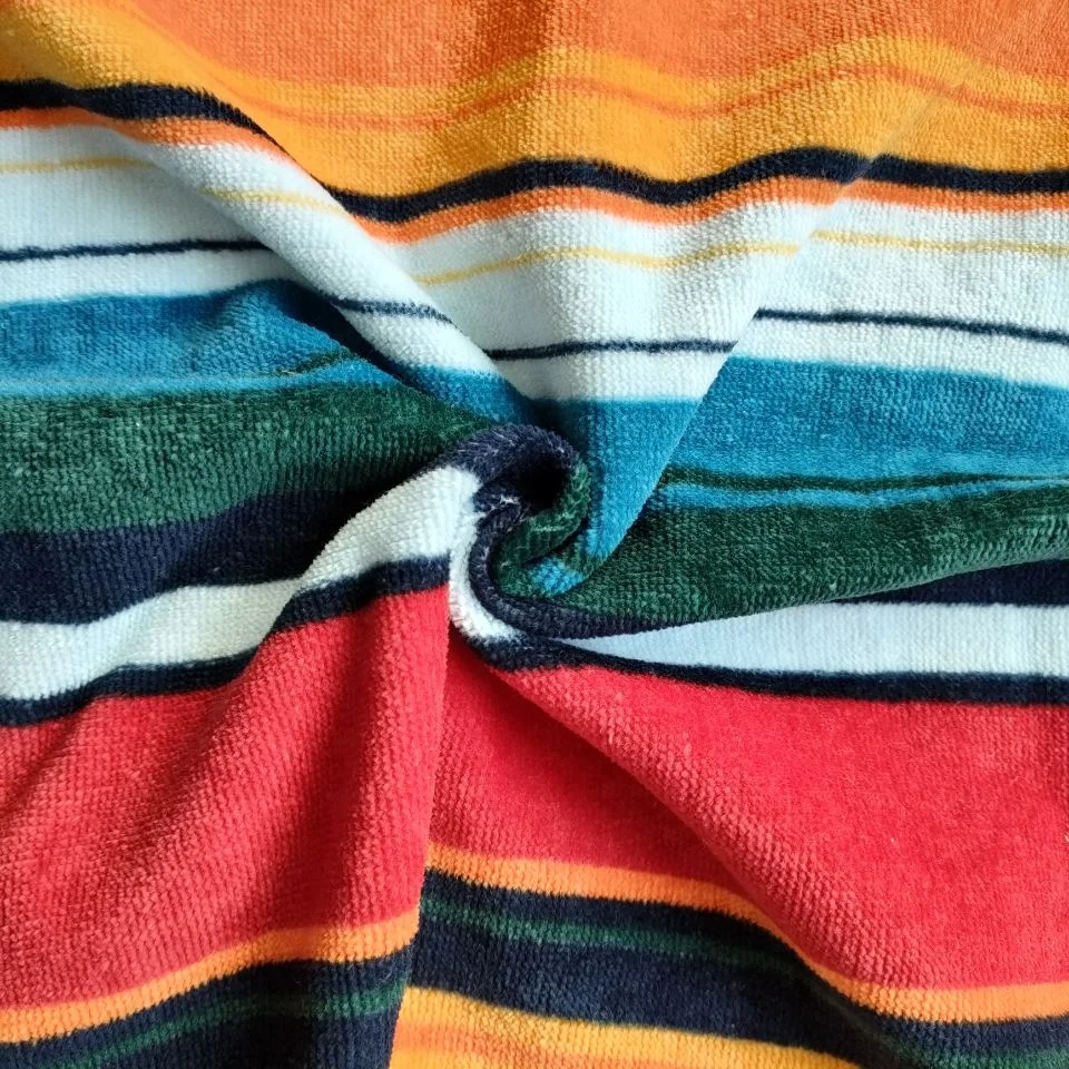 Hot sale 100% cotton custom designer print with logo sublimation beach towels oversized stripe beach towel