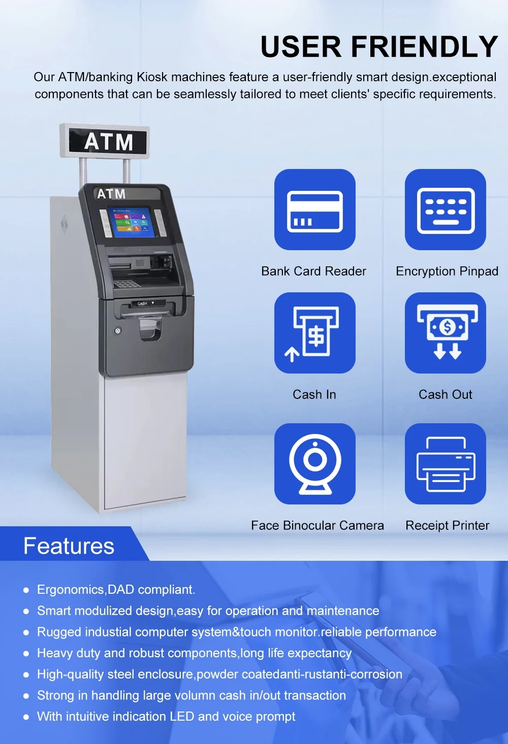 Self Kiosk Exchange Cash Payment Floor Standing Passport Scanner Currency Exchange Atm Machine