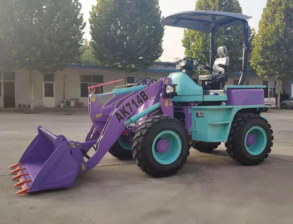 Manufacturer 1ton Mini Loader 4WD multi-function wheel loader without cabin Mini Tractors Yellow Green UNIQUE Training Lo