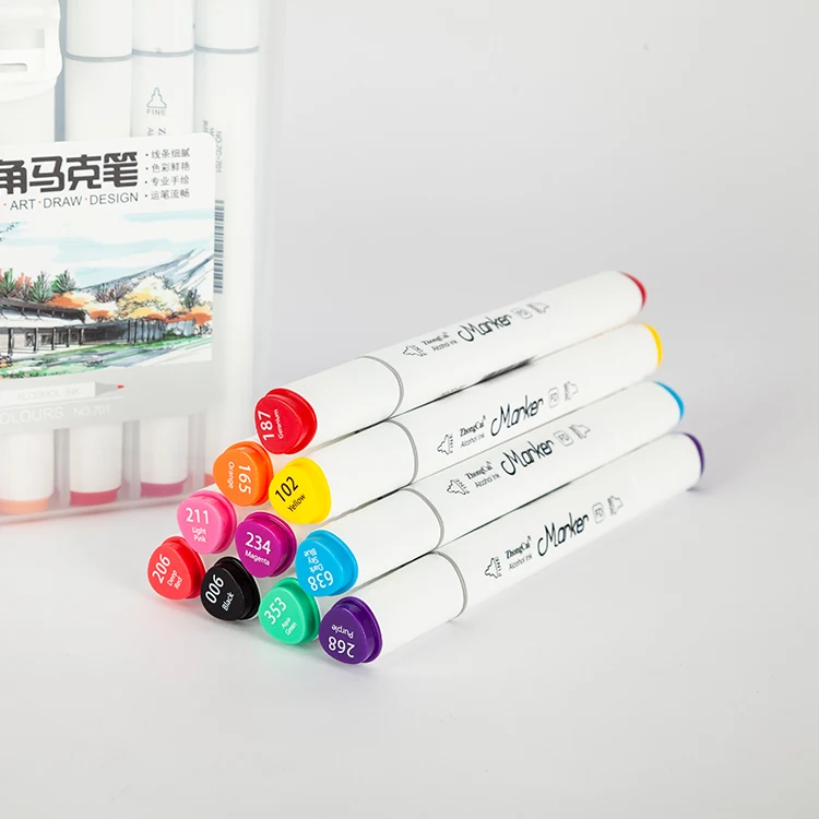 Hot sell art 80 dual tip permanent color marker pen for student