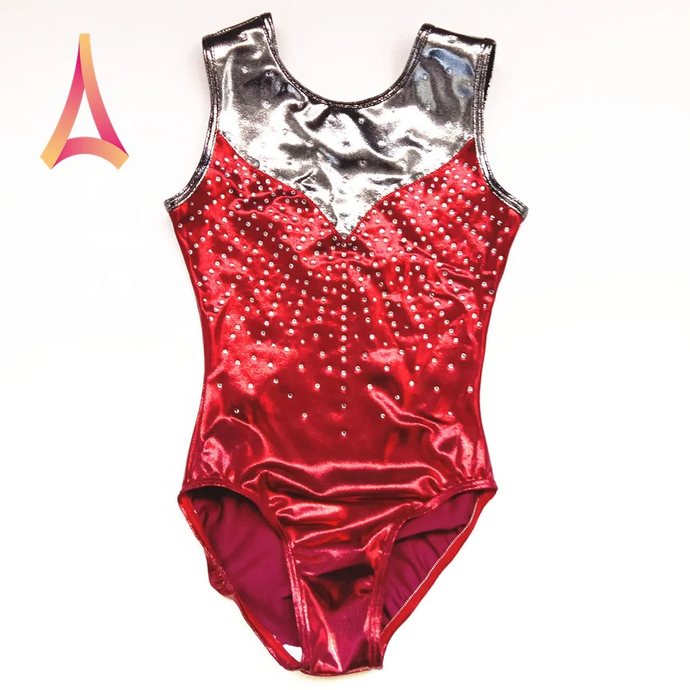 Sparkling Burgundy Red Leotards for Girls Gymnastics