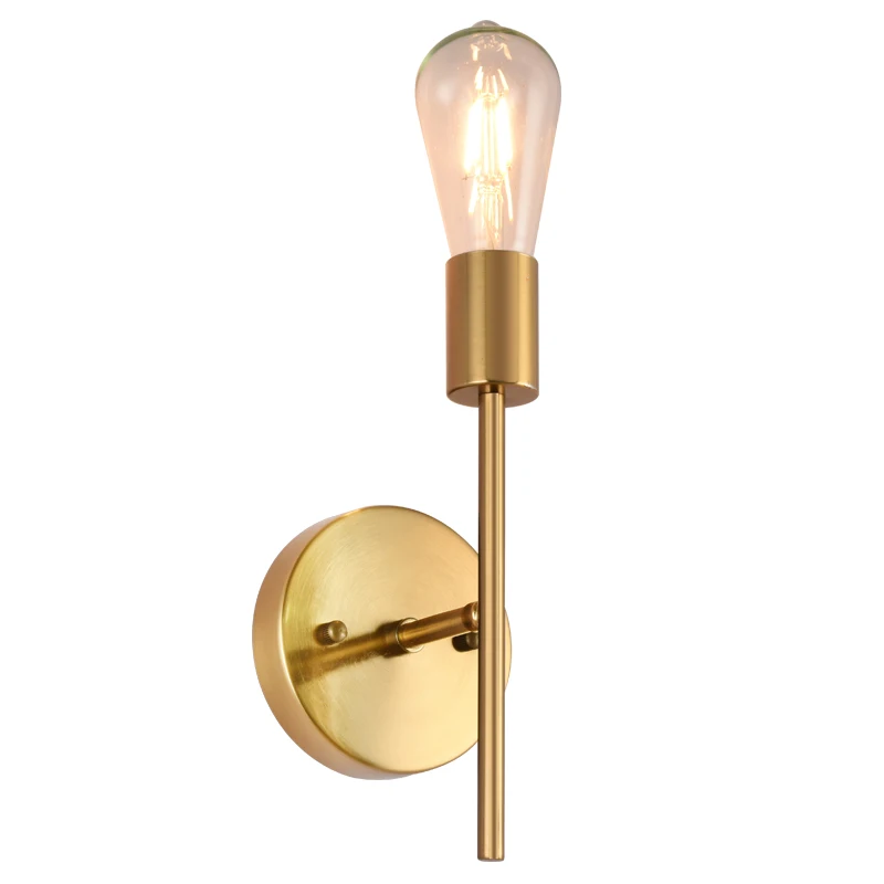 Винтажный античный латунный светильник для внутреннего освещения с цилиндрической прозрачной лампой e27 настенный прикроватного прохода дома и