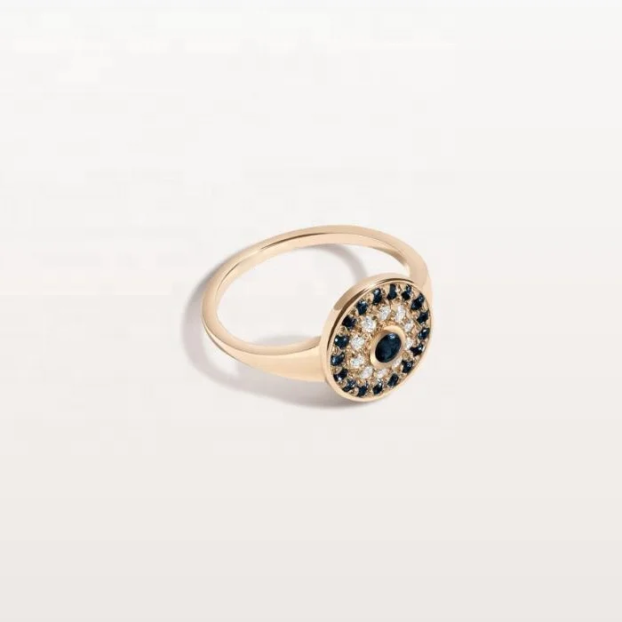 925 Sterling Silver Full Pave Cubic Zirconia CZ Stone Turkish Evil Eye Ring Jwelery Women