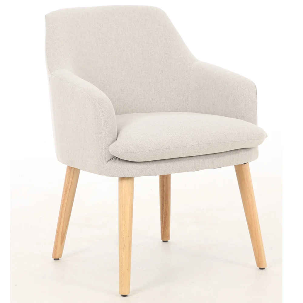 Modern style hotel furniture wooden leg linen fabric upholstered dining room chairs