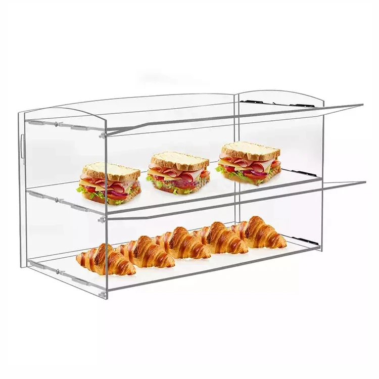 Custom Bread Shop Counter Top Acrylic Box Cake Pastry Display Case Bakery Display Cabinet