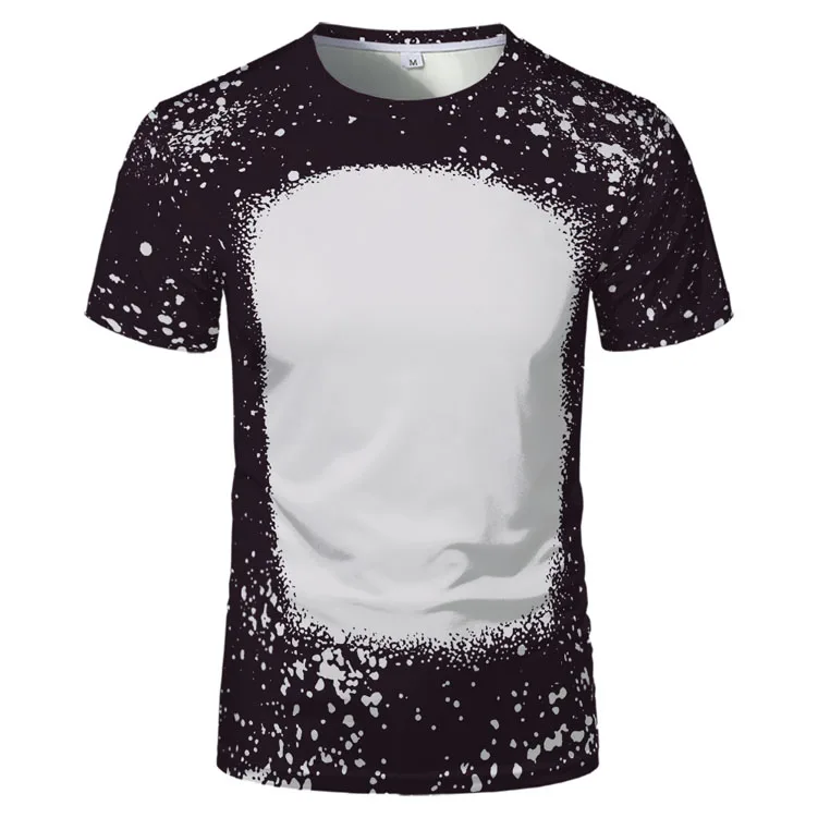 RBX Wholesale Faux Bleached Polyester T Shirts Blanks Bleach T-shirt Sublimation