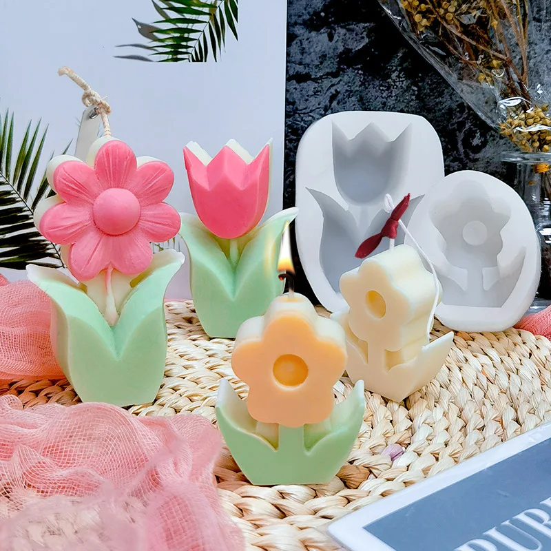 Aroma candle silicone mold DIY Korean simple tulip flower candle mold