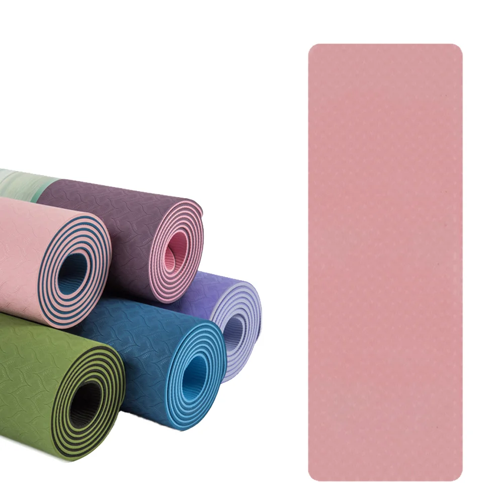 Custom Printed Eco-friendly TPE Gym Thick Yoga Mat Set Non-Slip Travel Mats with Logo Rubber & PU Bag Included