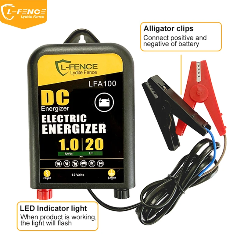 Lydite 1J 20KM fence DC energizers farm waterproof electric impulse fence energizer