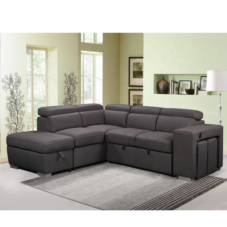 factory direct sales luxury living room sofa with USB storage foot stools can be customized sofa bed
