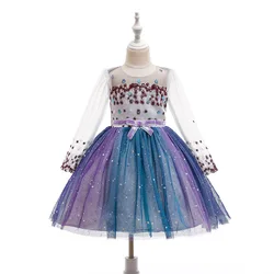 2022 Christmas New Long Sleeve Net Yarn Teen Girl Flower Wedding Dress