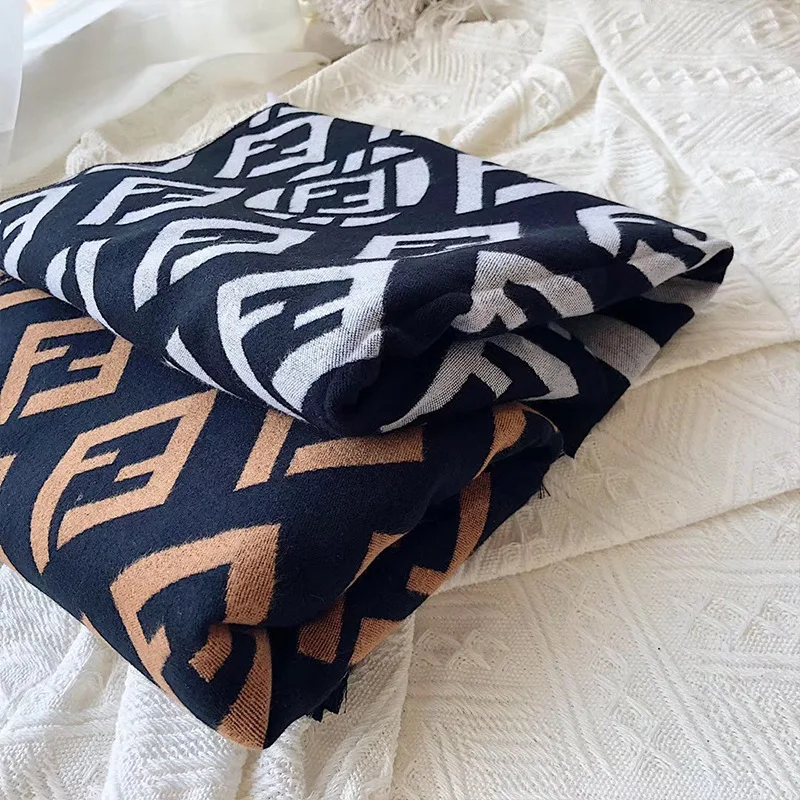 Factory directly commercial new winter double-sided thick  letter cashmere shawl for women