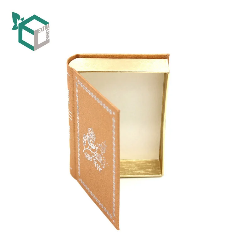 Wholesale Cheap Price High Quality Decorative Fake Book Boxes Hot Stamping Velvet Gift Box Book Shaped Packaging