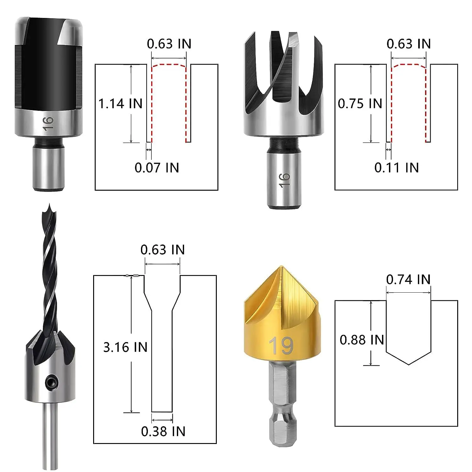 26pc drill bit combination set center punching woodworking three pointed drill wooden plug drill
