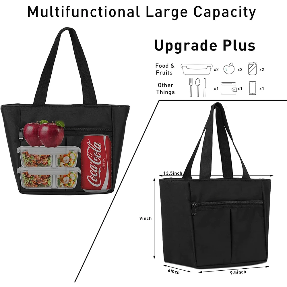 High quality food lunch insulated bag solid Oxford cloth portable cold tote cooler bag with zipper
