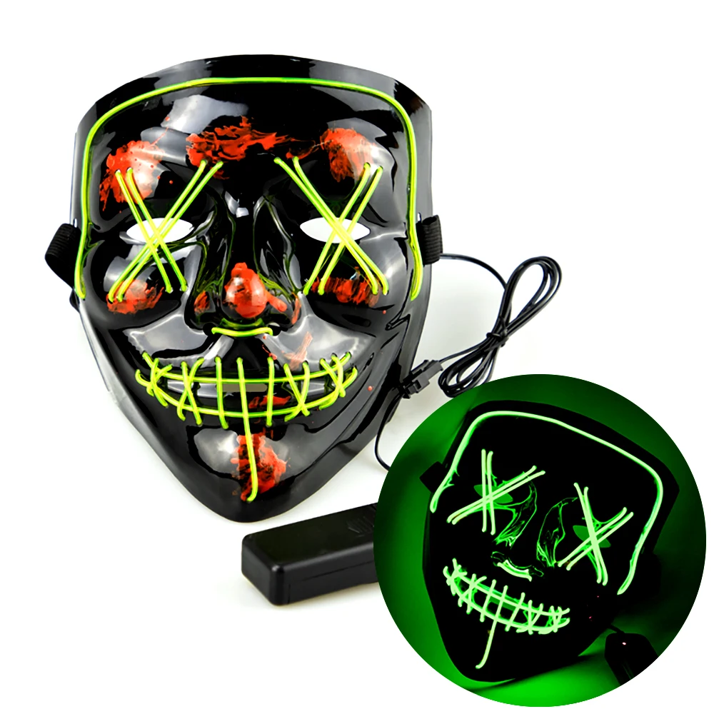Neon Glo Halloween Masker Face Maskss Led Light Up Facial Party Masks