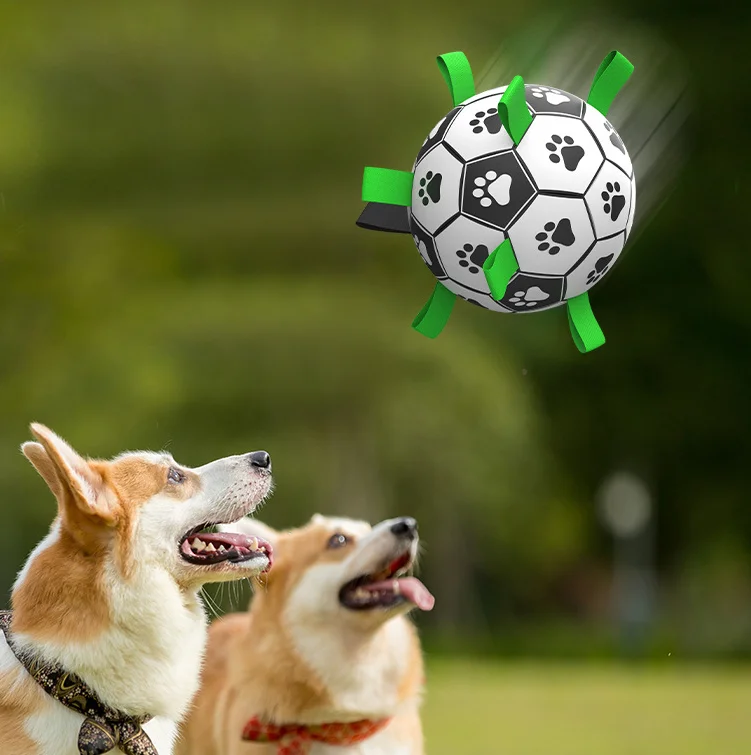 Interactive Large Dogs Football Toy Pet Football Dog Toys with Grab Tabs Outdoor Training Soccer Pet Bite Chew Balls