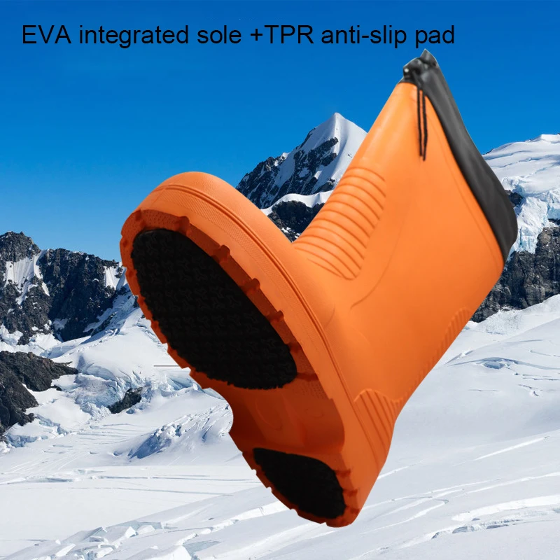 Lightweight Anti Slip Water Proof Winter Warm Snow Ski Fishing Fisherman Cold Storage Eva Foam Rain Boots For Men