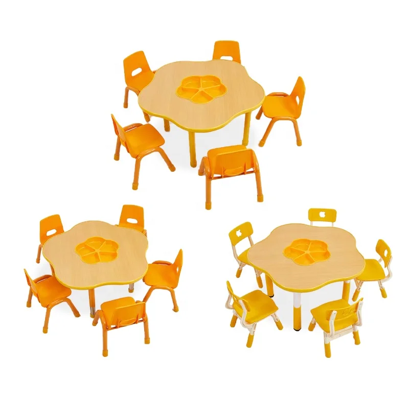 OEM Nursery School Furniture Plum Blossom Game Storage Table Set Student Kindergarten Desk Reading Tables For Kids