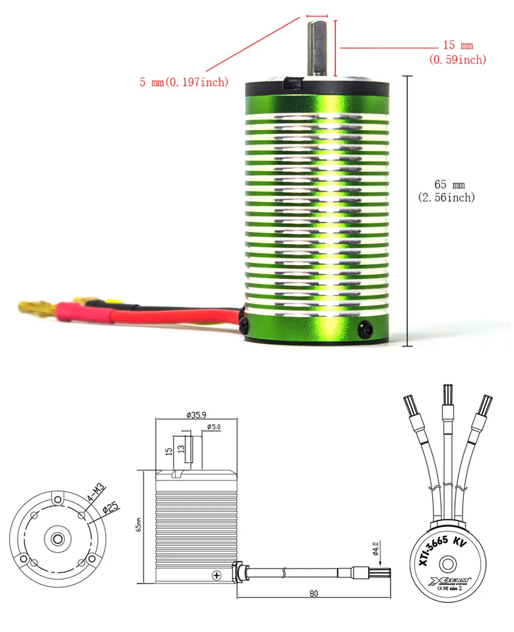 XTEAM 3665 Brushless Motor 2700KV 4500kv 4 Poles Design for RC Boat and 1/8 1/10 1/12 Remote Control Car Marine Ship