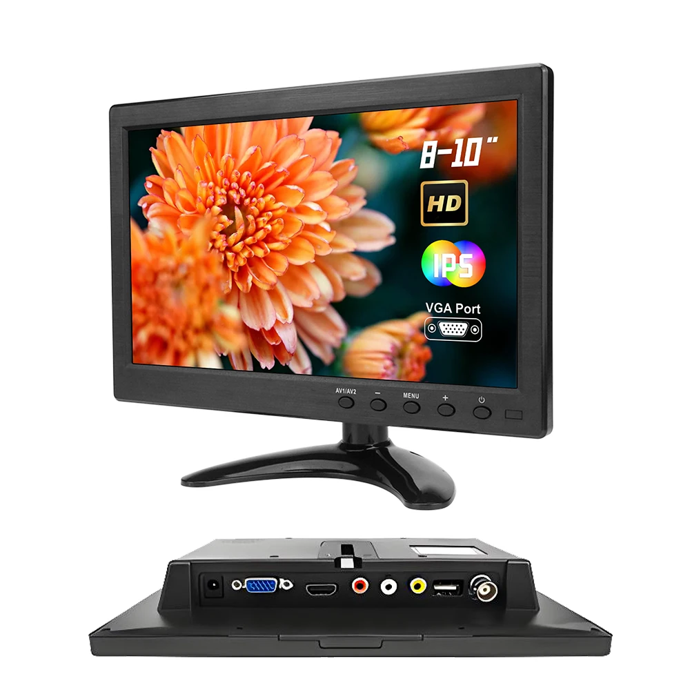 8 дюймов VGA H0-DMI AV BNC USB аудио в портах встроенный динамик HD дисплей для камеры наблюдения с автомобильным адаптером питания 12-24 В