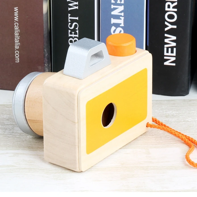 Wooden Multi-prism Kaleidoscope Camera Educational Toys For Kids Model Children Play House Toy