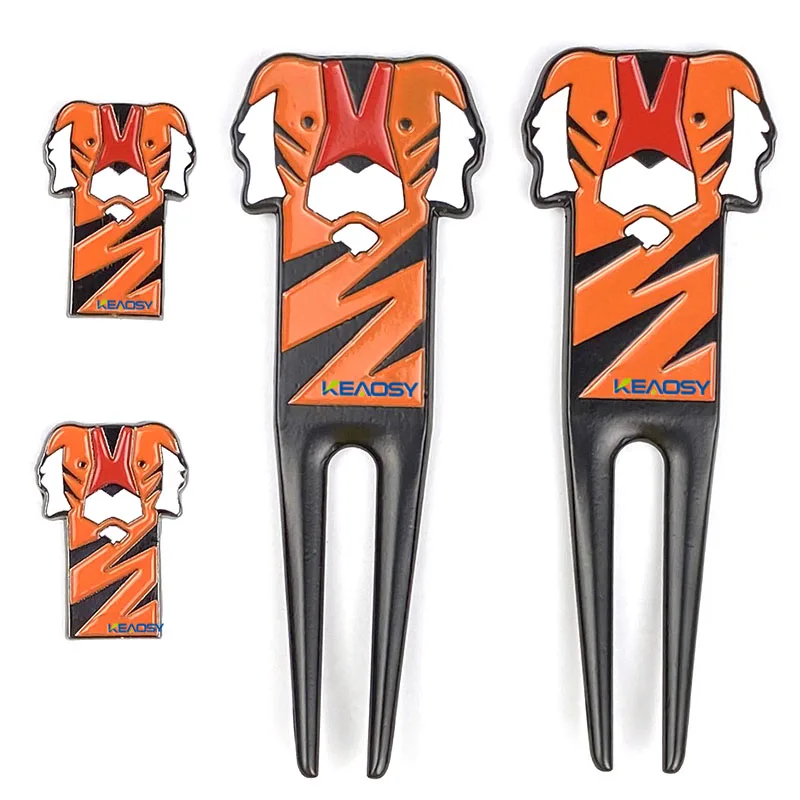 High quality zinc alloy Tiger Shaped golf divot tool With Ball Marker Repair Tool for golf accessories