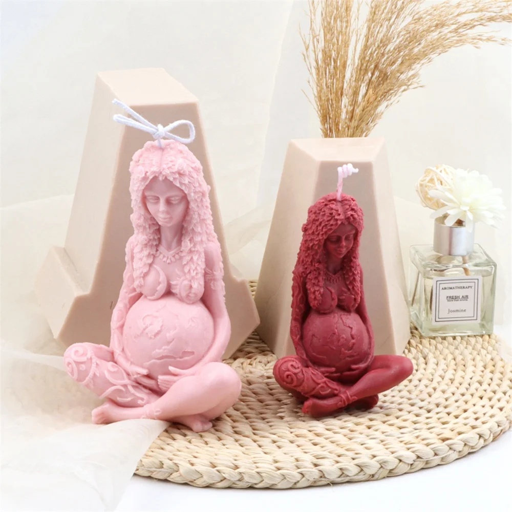 Gaia Mother of the Earth Candle Silicone Mold Aromatherapy Gypsum Craft Decor Mold Soap Resin Moulds Western Figure Statue Mould