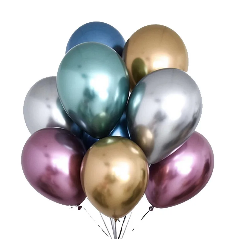 50 pcs 12 inch Birthday Graduation Party Decoration balloons latex 12 inch Silver Pink Red Gold Metallic Chrome Balloon
