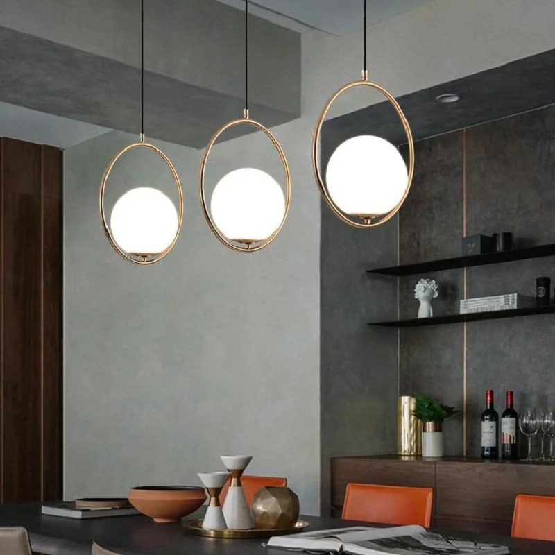 Glass Ball Pendent Light Small Gold Black Nordic Lamp Restaurant Bar Bedroom Shop Hanging Lighting Modern