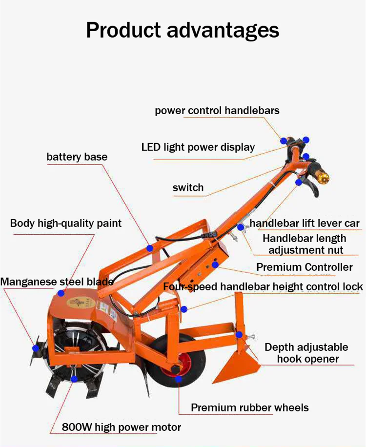High Efficiency Garden Weeder For Sale Mini Power Tiller Hand Push Tiller