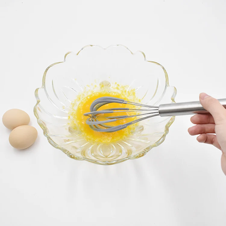 Ручной венчик для яиц из нержавеющей стали с силиконовым скребком ручной взбивания инструменты кухонные аксессуары