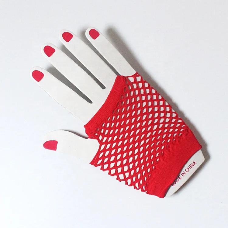 Neon Short Fishnet Gloves Fish Net Black Fancy Party Dance Club Mesh Short Gloves