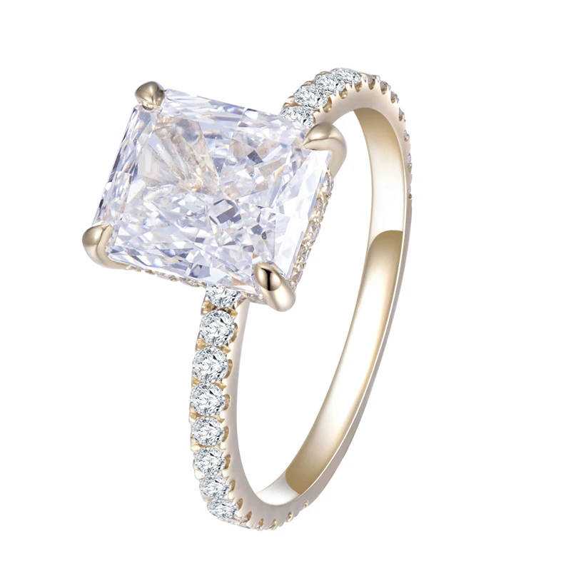 18k Золотые rling 2.23ct огранка «Радиант» конструкция бриллиантовое кольцо Женская мода мужчин желтого золота подарок украшения