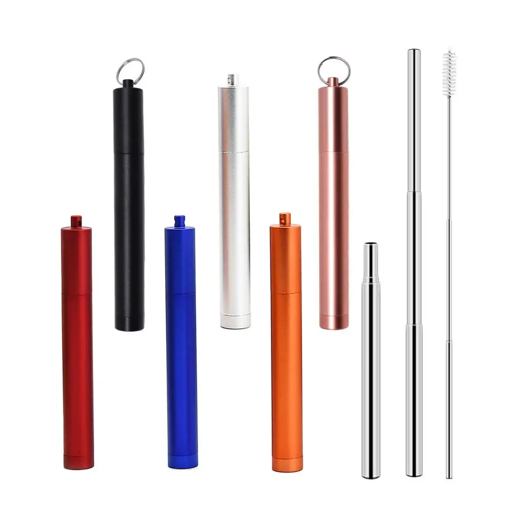 New Arrival Reusable Metal Stainless Steel Drinking Telescopic Straw