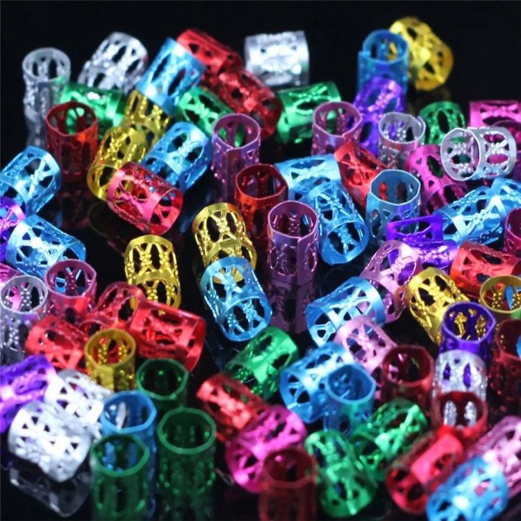 Metal Tube Bling Filigree Hair Coils Braid Rings Dreadlocks Dread Lock Hair Synthetic Braid Cuffs Hair Accessories Decoration