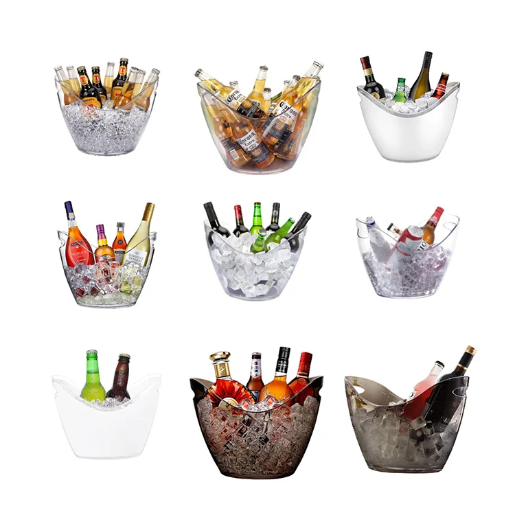 China Factory Wholesale Hot Selling Clear Plastic Wine Chiller Bucket Beer Large Ice Bucket