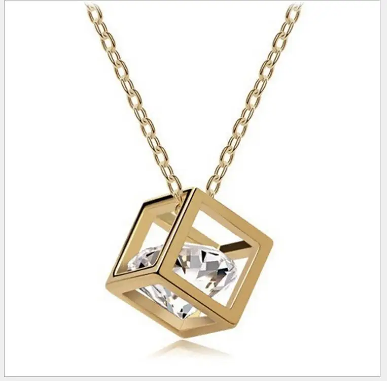 Модные 3d Сердца и стрелы Циркон Кристалл Куб аксессуары женское ожерелье серьги Ювелирные наборы