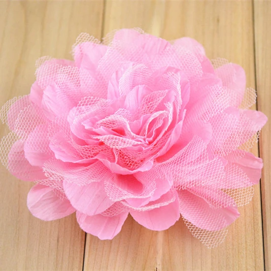 Детская плиссированная шифоновая сетчатая повязка на голову с цветочным принтом, 5 дюймов