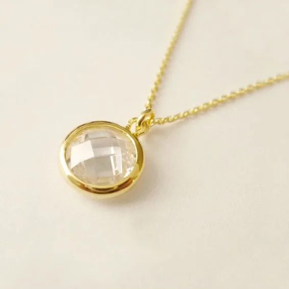 MANBU Simple 18k gold designs white CZ stone pendant necklace for women