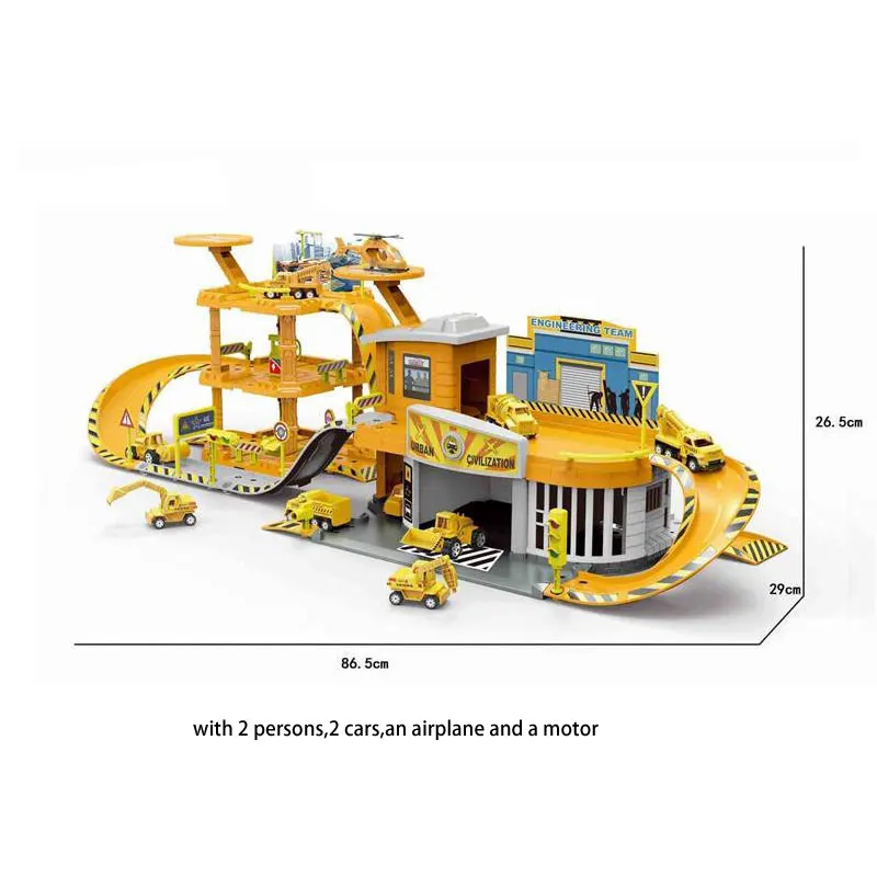Hot selling engineering die cast car truck parking lot garage play set toy
