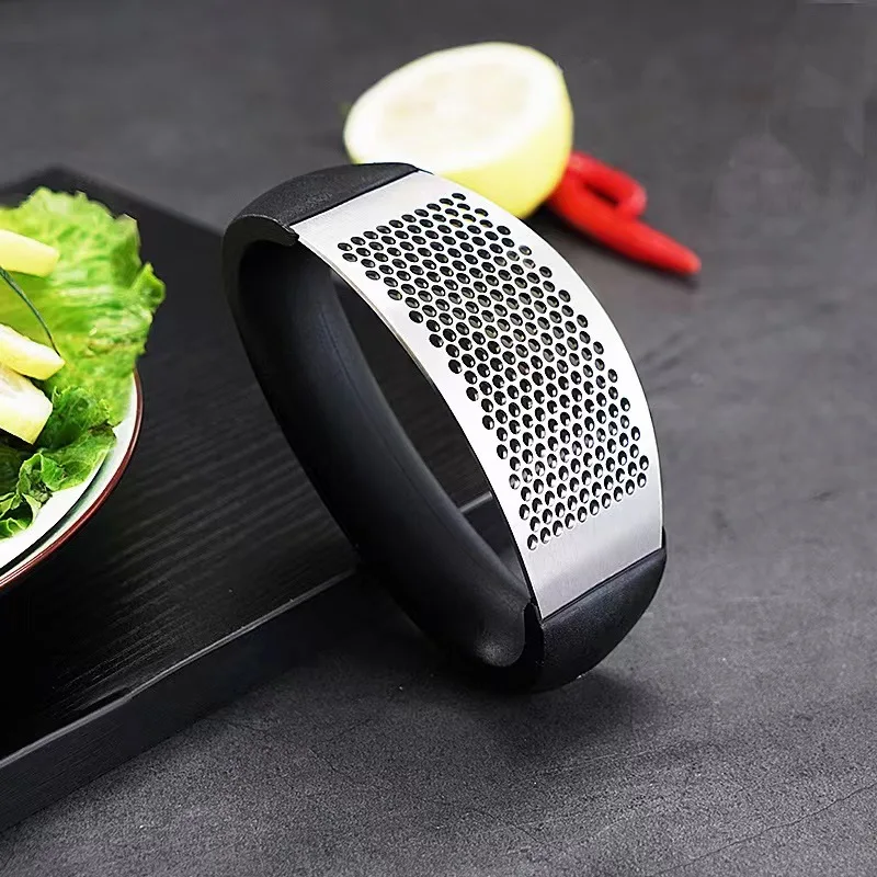 Hot selling stainless steel ginger garlic mincer chopper peeler set garlic press crusher rocker mini manual garlic press slicer