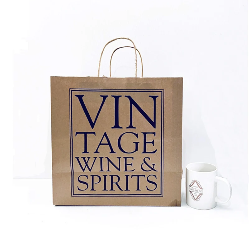 Custom Printed Your Own Logo cardboard packaging White Brown Kraft Gift Craft Shopping Paper Bag With Handles