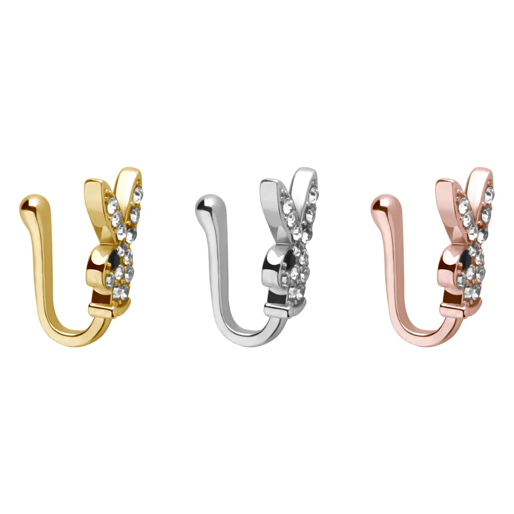 
Popular 3 color hollow rabbit nose ring U-shaped jewelry in Amazon Europe and America 