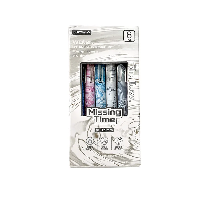 MOKA Ripple Brief 0.5mm ST Head Press Pen Quick-Drying Ink Gel Pen with High Appearance Full Colour Signature Pen for Students