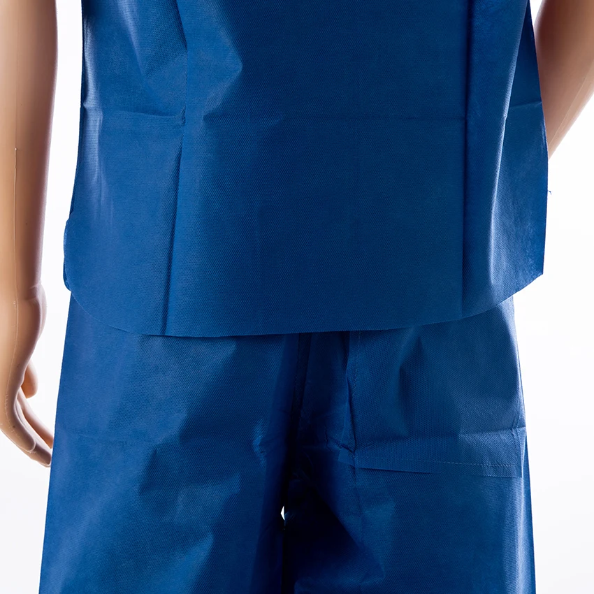 Disposable NonWoven Dark Blue Fabric Medical Use Scrub Suit