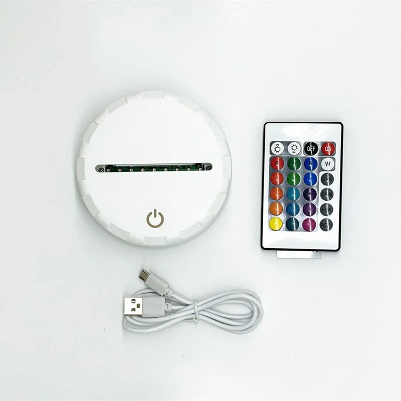 3D LED Light Lamp Base Rechargeable Light Base Holder with Remote Control and USB Cable Adjustable 16 Colors 3D Lamp Base