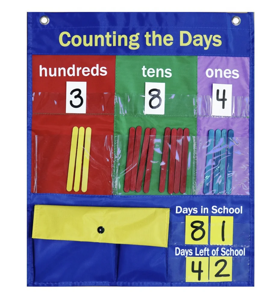 Early Teaching Tool Kids Teaching Math Toy Learning Number Counting The Days Hanging Bag Mathematical formulas Chart Cards Tool