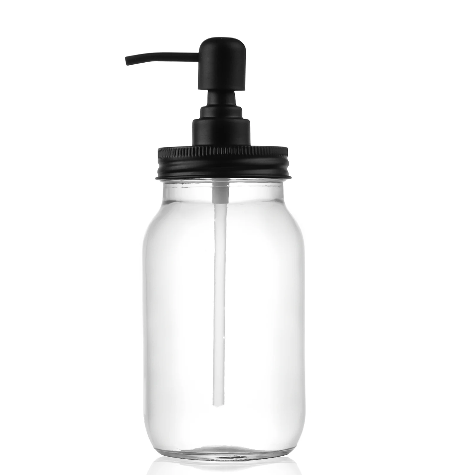 Wholesale household 500ml glass lotion jar with pressing pump screw cap cosmetic shampoo shower gel glass Mason jar