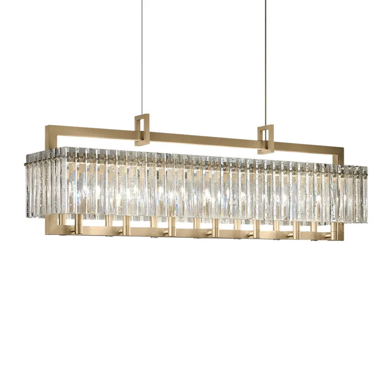 Springletile 2022 home dining ceiling led pendant light pendant luxury crystal rectangular chandelier modern